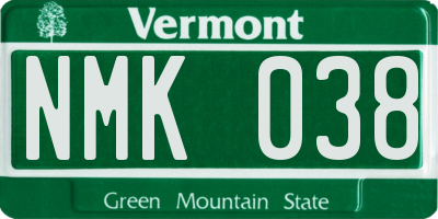 VT license plate NMK038