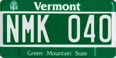VT license plate NMK040