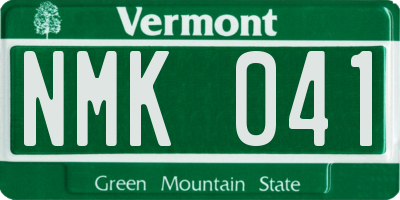VT license plate NMK041