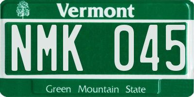 VT license plate NMK045