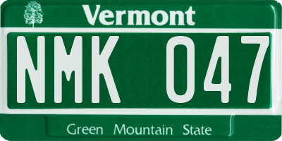 VT license plate NMK047