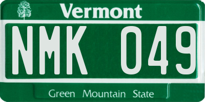 VT license plate NMK049