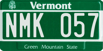 VT license plate NMK057
