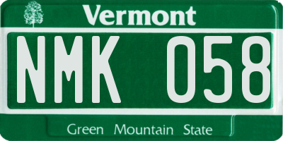 VT license plate NMK058