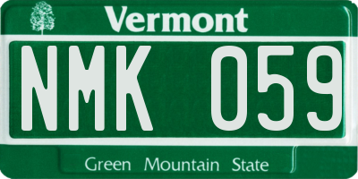 VT license plate NMK059
