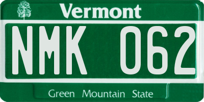 VT license plate NMK062
