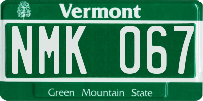 VT license plate NMK067