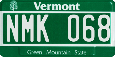 VT license plate NMK068
