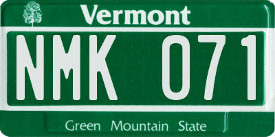 VT license plate NMK071