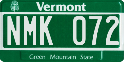 VT license plate NMK072