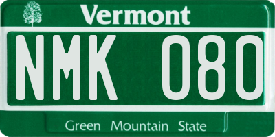 VT license plate NMK080
