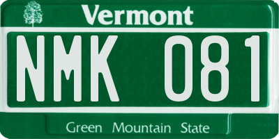 VT license plate NMK081