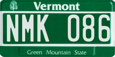 VT license plate NMK086