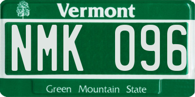 VT license plate NMK096