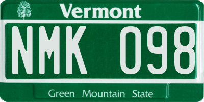 VT license plate NMK098