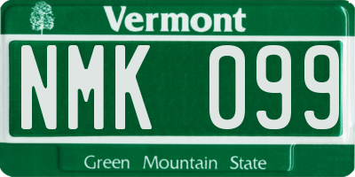 VT license plate NMK099
