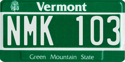 VT license plate NMK103