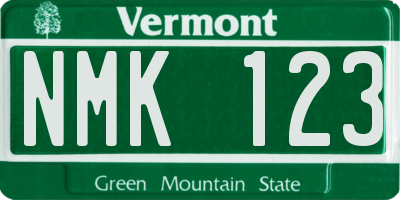 VT license plate NMK123
