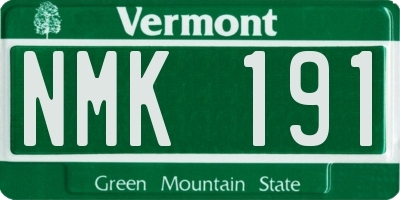 VT license plate NMK191
