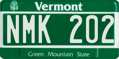 VT license plate NMK202