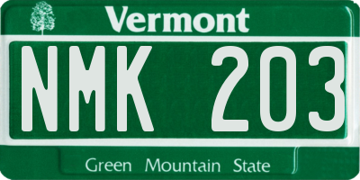 VT license plate NMK203