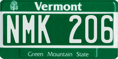 VT license plate NMK206
