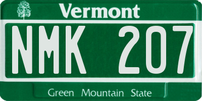 VT license plate NMK207