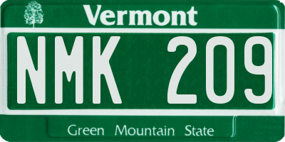 VT license plate NMK209