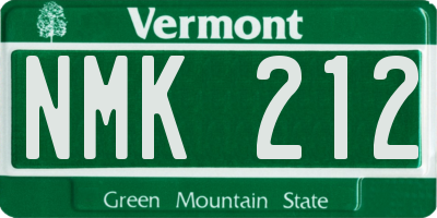 VT license plate NMK212