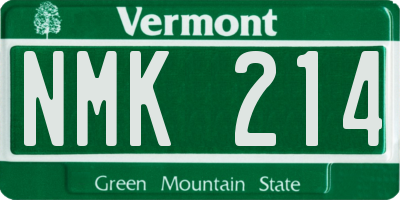 VT license plate NMK214