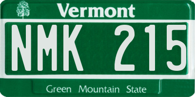 VT license plate NMK215
