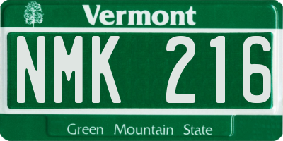 VT license plate NMK216