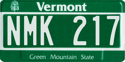 VT license plate NMK217