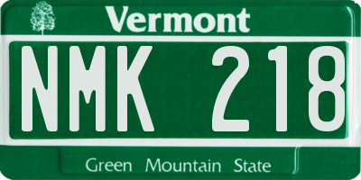 VT license plate NMK218