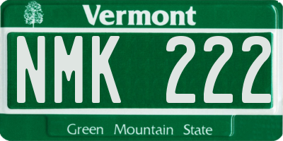 VT license plate NMK222