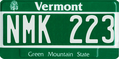 VT license plate NMK223
