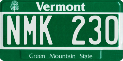 VT license plate NMK230