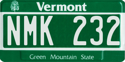VT license plate NMK232