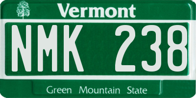 VT license plate NMK238