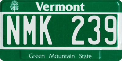 VT license plate NMK239