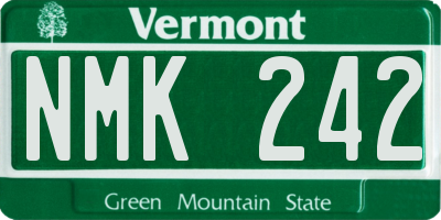 VT license plate NMK242