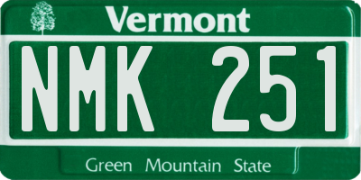 VT license plate NMK251