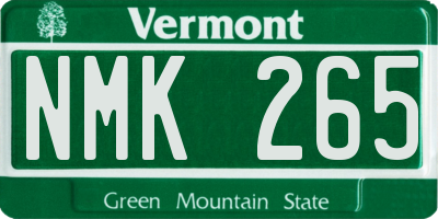 VT license plate NMK265