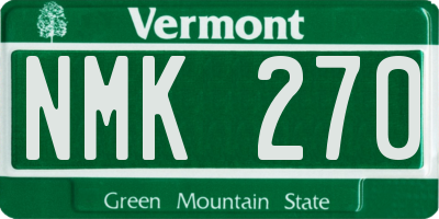 VT license plate NMK270