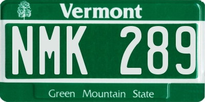 VT license plate NMK289
