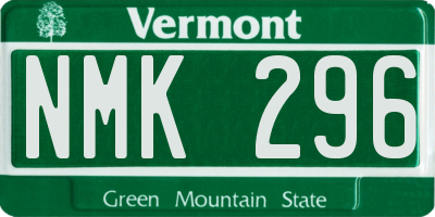 VT license plate NMK296