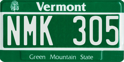 VT license plate NMK305