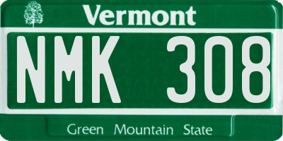 VT license plate NMK308