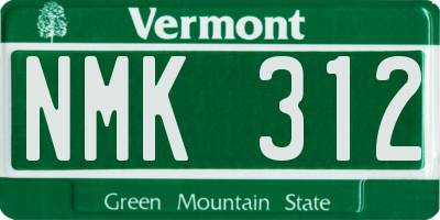 VT license plate NMK312