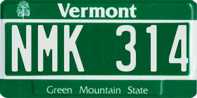 VT license plate NMK314